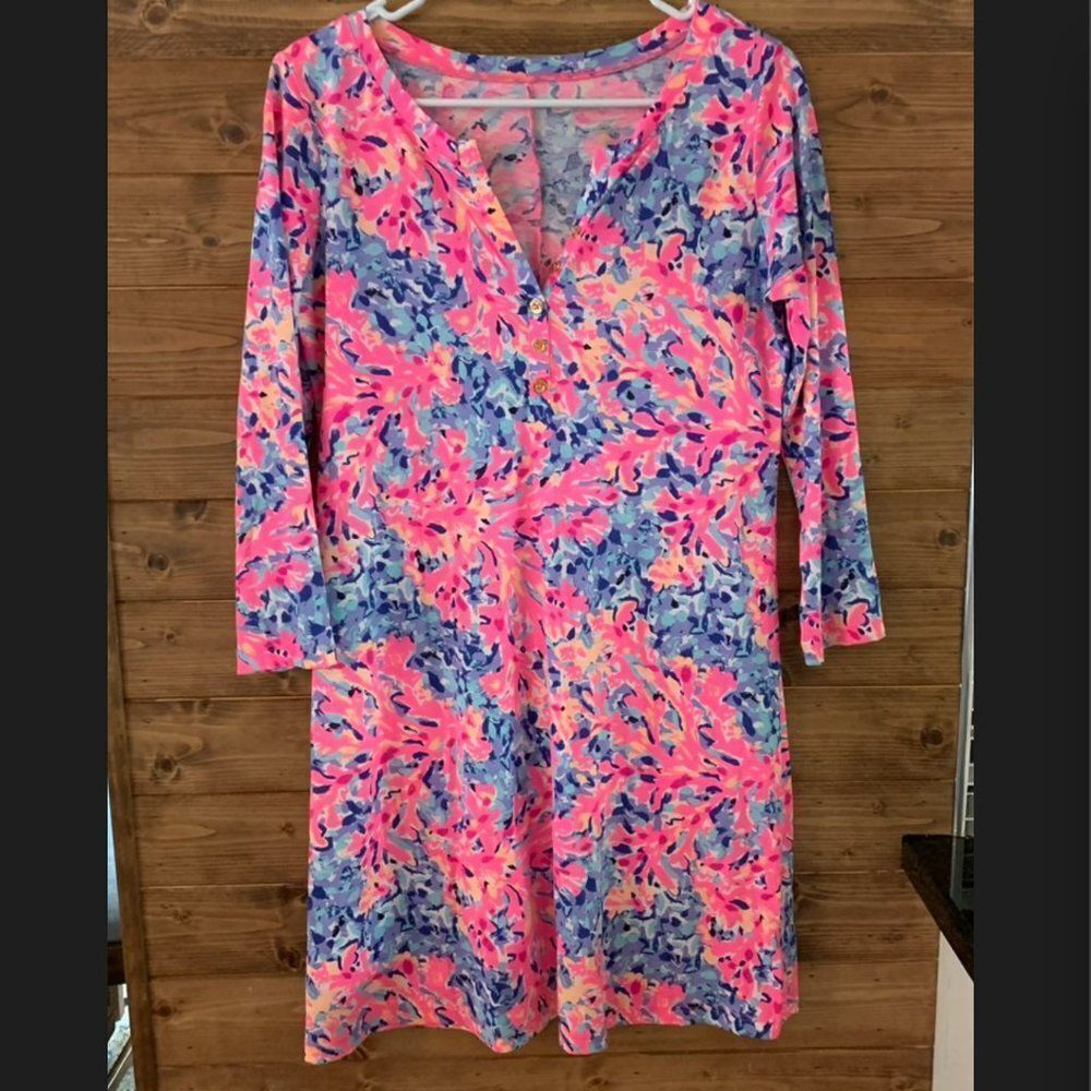 Lilly Pulitzer EUC Size Banyan Dress Coco Coral Crab‎